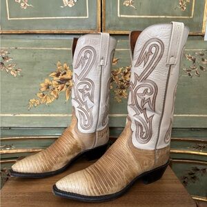 Luchesse 1883 snake + ivory Cowboy Boots 7N